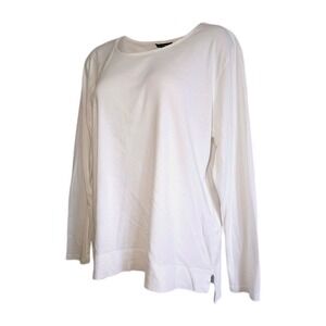J.Jill Perfect Pima Cotton White Long Sleeve Hi Low Scoop Neck Tee Shirt Size XL